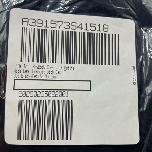 M AnyBody Loungewear Cozy Knit Wide Leg Jumpsuit Black MEDIUM PETITE Back Tie - Picture 12 of 13